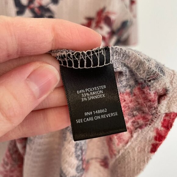 TORRID 0 Plus Size Favorite Tunic Waffle V-Neck Faux Button Front Hi-Lo Floral L - Picture 10 of 13